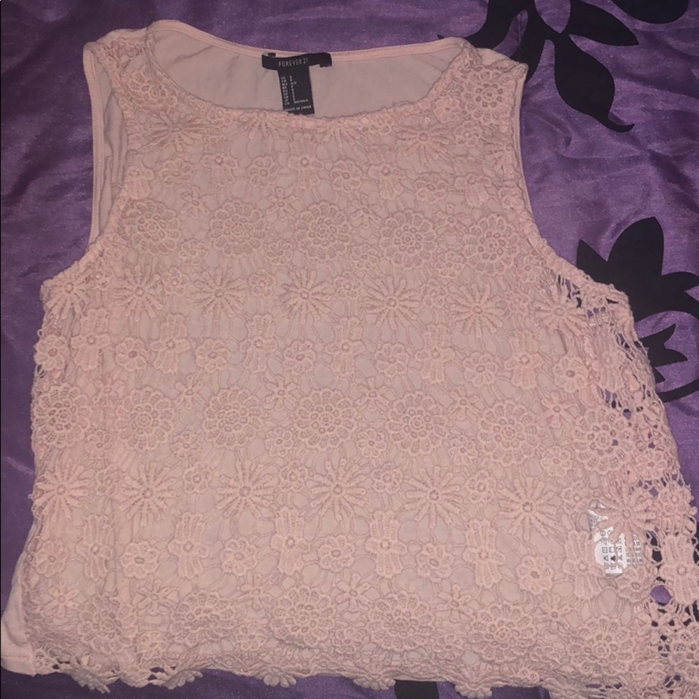 forever 21 baby pink tank top (crochet)
